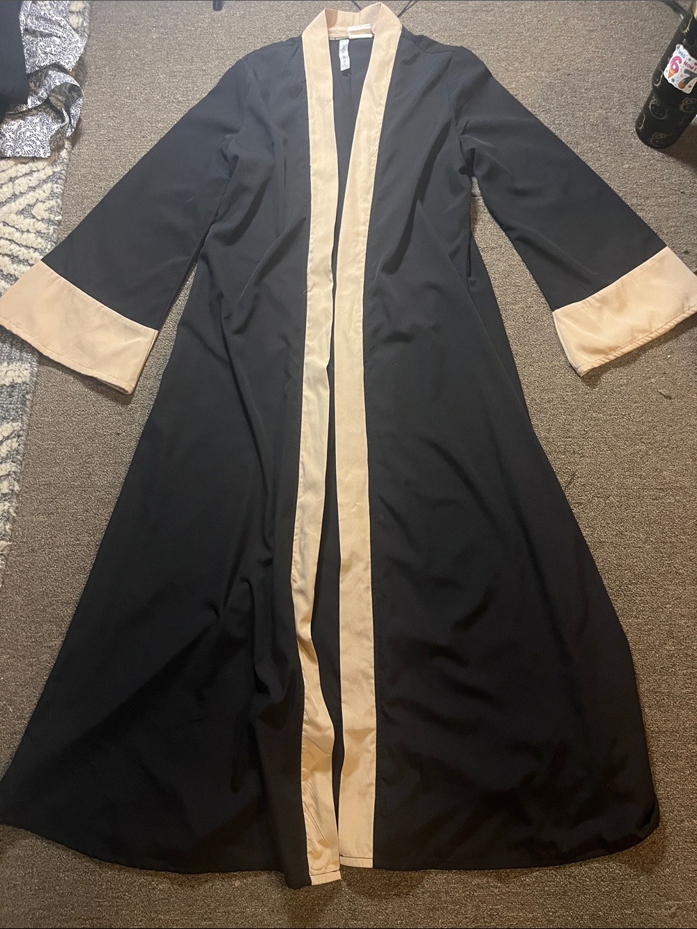 East essence Abaya Black with Beige Trim